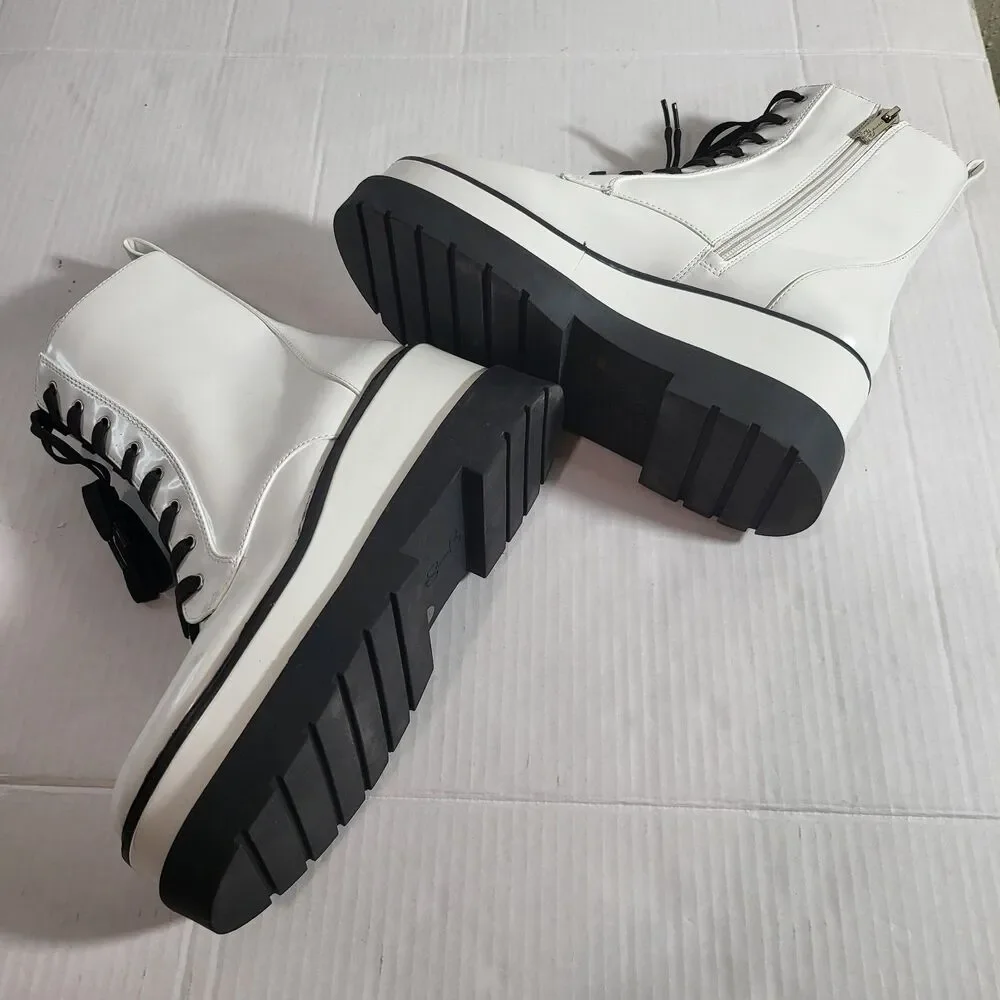 Jessica Simpson Women Imelda Platform Combat Boot White Sz 8 - Picture 5 of 6